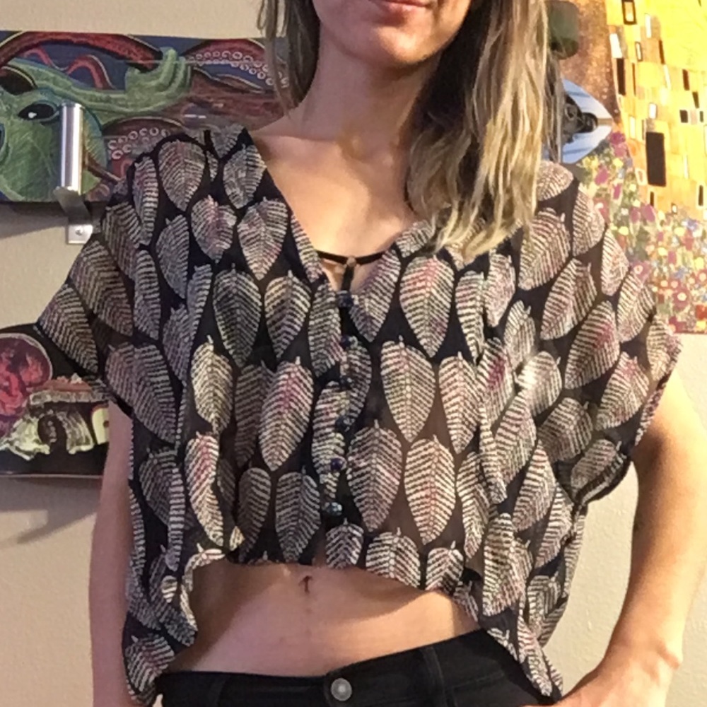 sheer full printed crop top